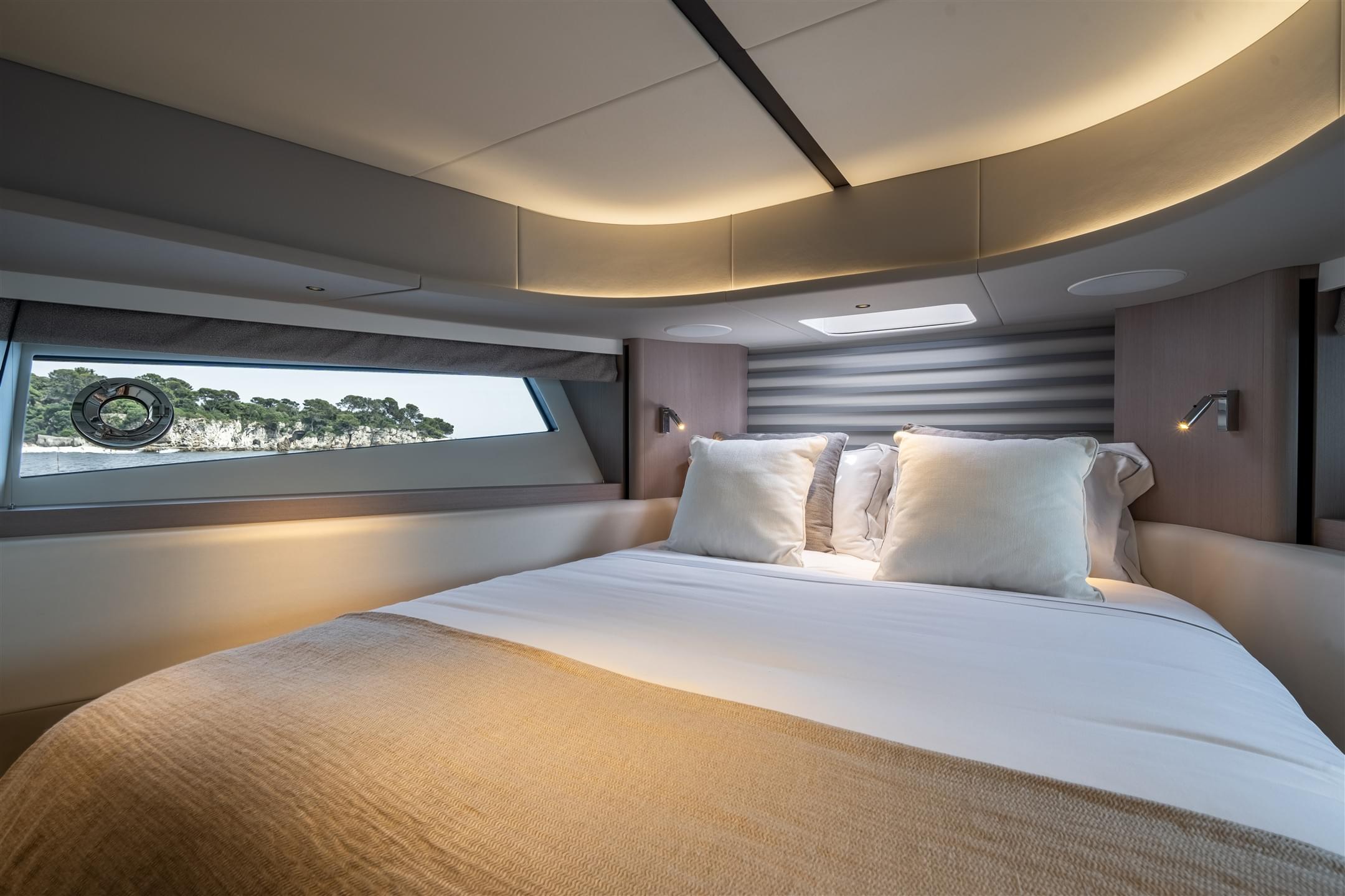 VIP cabin on-board the Sunseeker Predator 55
