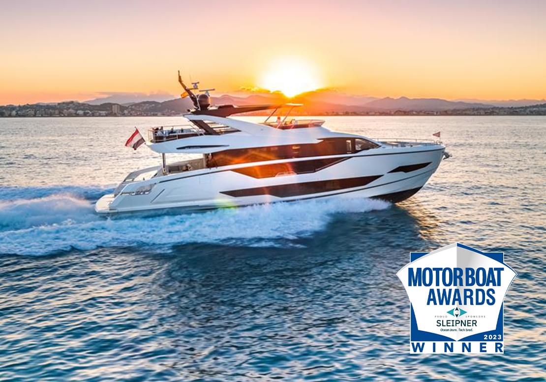 Sunseeker 90 Ocean with MBY Awards Winner logo