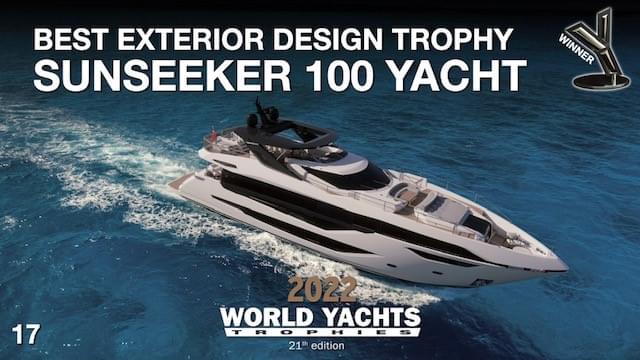 Sunseeker 100 Yacht wins 'Best Exterior Design' at World Yachts Trophies 2022 Sunseeker 100 Yacht wins 'Best Exterior Design' at World Yachts Trophies 2022
