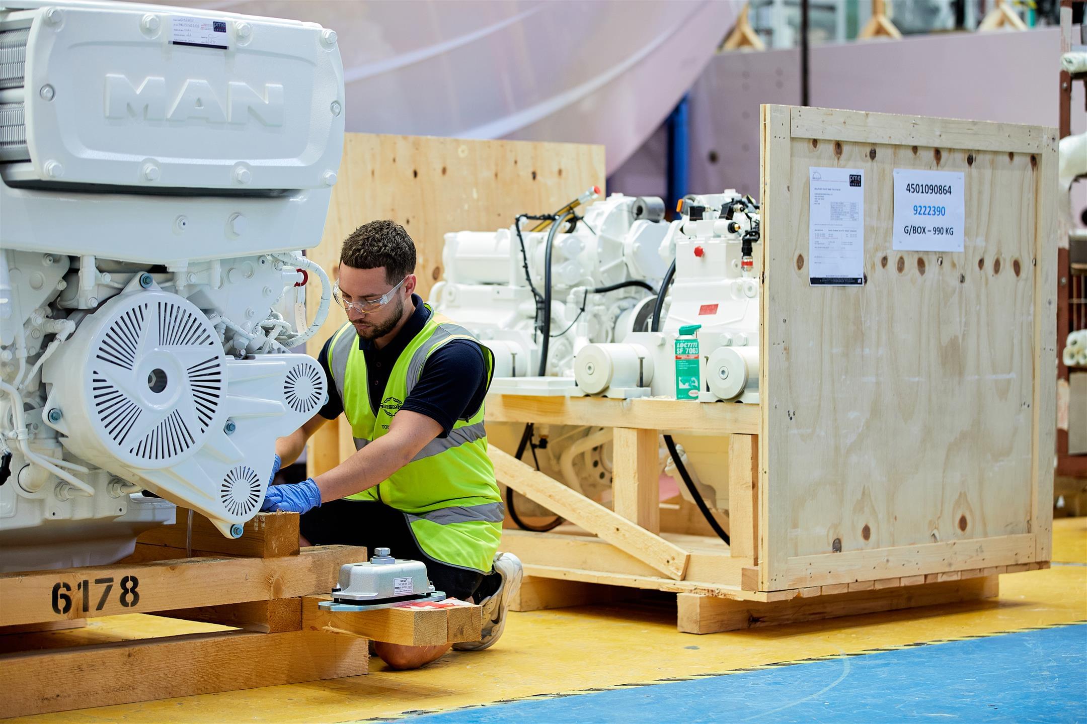 Sunseeker marine mechanical engineer at work Sunseeker marine mechanical engineer at work